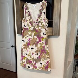 LOFT Multicolor Floral V-Neck Dress